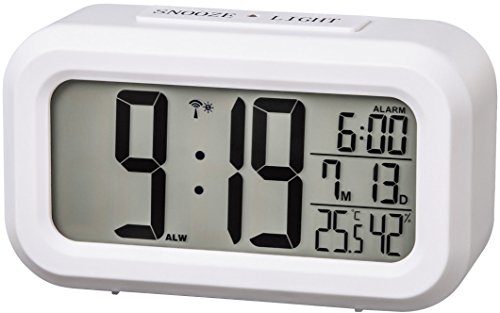 Hama Funk Wecker (zwei Weckzeiten, Snooze, sensorgesteuertes Nachtlicht, Temperatur- und Datumsanzeige) weiß - 2