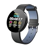 CQL Fitness-Tracker, Round Screen Smart Armband IPX7 Wasserdichte Armbanduhr, Herzfrequenz-Blutdruck-Schlaf-Monitoring-gegen-Wasserdichte Bluetooth-Toohr,Black