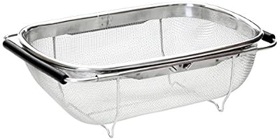 Premier Housewares Over Sink Drainer with Black Extendable Handles, Stainless Steel