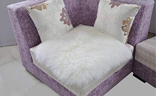 CX Natural Wool Cover Seat Pads Genuine Sheepskin Chair Mat Breathable Silky Fleece Cushion plush Fluffy Cozy LongHair 7-9cm,7,40x40cm(16x16inch)
