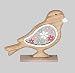 Produktbild Vogel Holz Deko Garten Tier Figur Spatz Skulptur Ziervogel Statue Blume Platte