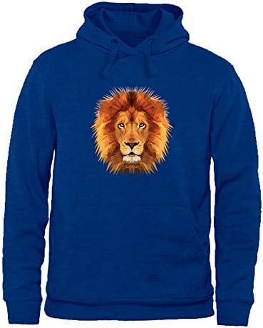Men's Hoodies Sweater Digital Oil Painting Golden Lion Head printed Pullover Tops Blouse Blue 3XL
