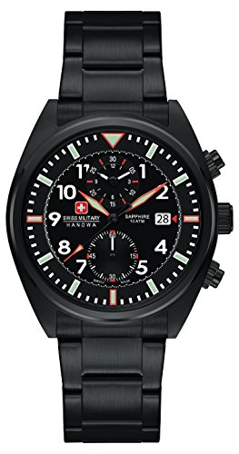 Swiss Military Men's SM34222AEU/H02MS Quartz Watch with Black Dial Analogue Display and Stainless Steel Bracelet