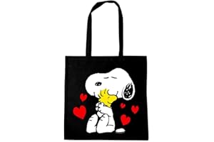 Logoshirt® Peanuts I Snoopy & Woodstock I Best Friends I Torba bawełniana na zakupy I Ekologiczna I Worek jutowy I Z motywem I Długie uchwyty I Öko-Tex® I Czarna I Licencjonowany design