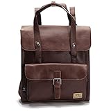 Material: PU und Baumwolle DokinReich Retro PU-Leder Vintage Rucksack Wanderrucksack Hiking Backpack Damen Herren Schultertasche PU Rucksack für Camping Reise und Phone, Tablet