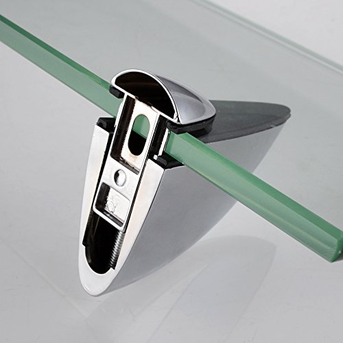 KES Badablage Glasregal Eckablage Glasbodenträger aus Edelstahl und Glas, Klar und Silber, BGS3202S35 - 6