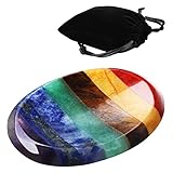 Yeesabella Thumb Worry Stone For Anxiety With Velvet Bag - 7 Chakra Healing Crystal Oval Pocket Palm Stone Gemstones For Reiki Balancing Meditation And Anxiety Relief