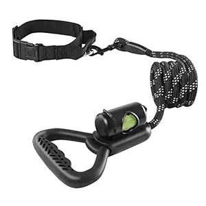 Dog Leash, Hands Free Dog Leash for Running Walking Training Hiking - Dual Handle Lead Leash Shock Absorbing, 3M Reflective Adjustable Waist Belt for Medium & Large Dogs(Middle)