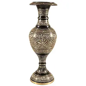 SkyWalker Brass Flower Vase (13 inch, Black & Gold)
