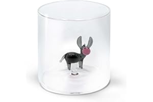 WD Lifestyle - Bicchiere in Vetro Borosilicato 250ml con Decorazione in Vetro Colorato Interna (Asino)