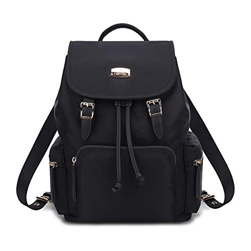 Women Backpack, Waterproof Nylon Casual Rucksack for Ladies Fashion School Bag Mini, Black (Black)
