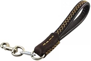 DONGKER Guinzaglio Corto per Cani,Guinzagli per Cane in Pelle con Maniglia e Gancio Girevole a 360° per di Cani Taglia Media e Grande (Lunghezza 35 cm,Larghezza 2 cm)