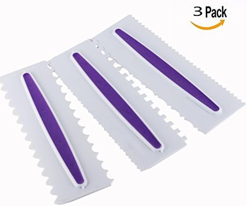 3pcs purple Pastry Icing Comb Set , Plastic Fondant Dough Spatulas