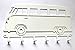 Produktbild Schlüsselbrett / Hakenleiste * VW Bus T1 * - Schlüsselboard Volkswagen Transporter, Schlüsselleiste Bulli, Metall - 6 Haken - weiß