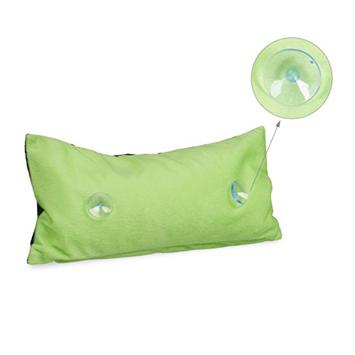 Relaxdays Badewannenkissen Bambus HBT ca. 10 x 37 x 17 cm extra weiches Nackenkissen für die Badewanne mit 2 Saugnäpfen als Wannenkissen oder Reisekissen mit Reißverschluss und waschbarem Bezug, grün - 4