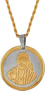 Shree Sai Traders Pictoral Shirdi Sai Baba Chain Pendant Fashion Jewellery Gold-Plated Brass Pendant