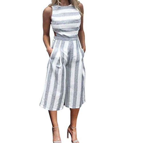 ❤️ Women Jumpsuit Outfit, Xinantime Casual Striped Sleeveless Jumpsuit  Clubwear Wide Leg Pants Outfit (XXXL, White)