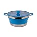 Produktbild Falttopf faltbarer Topf leicht Silikon und Stahl Kochtopf in blau 3 Liter mit Glasdeckel Griffen - Kochgeschirr faltbar Camping Geschirr Outdoor Küche 3L - besonders platzsparend Rostfreier Stahl.