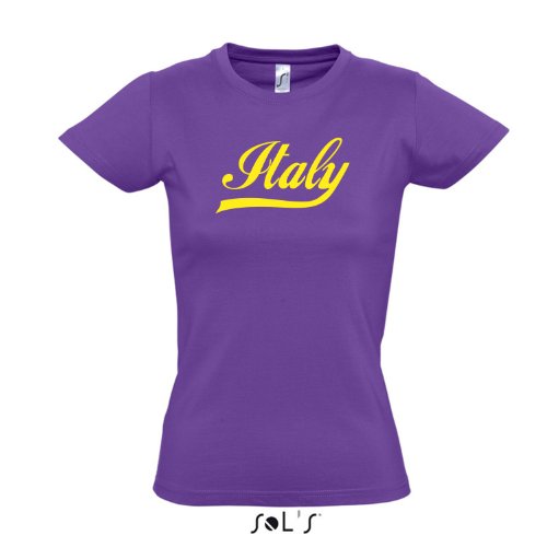 Damen T-Shirt – Italien Oldschool Italy LÄNDERSHIRT EM / WM FAN Trikot S-XXL , Light purple – gelb , M