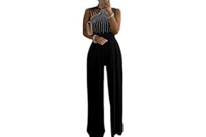 shownicer Tuta da Donna Pagliaccetto Estivo Elegante Senza Maniche Capestro Tinta Unita Stile Romper Playsuit Straight Leg Jumpsuit Casual Party