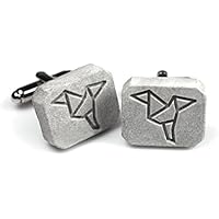 Beton-Manschettenknöpfe birdcrete | 2 cufflinks in hochwertigem Schmuck-Etui | Beton-Schmuck & Accessoire zu elegantem Outfit und zur Hochzeit | perfektes Geschenk für Männer