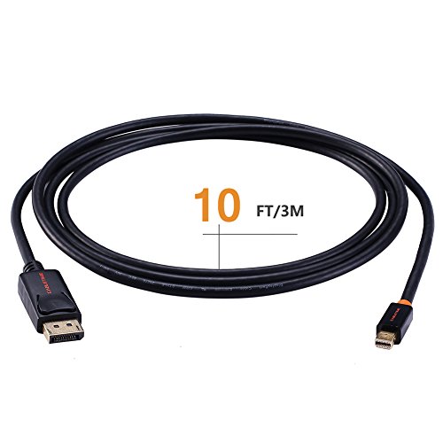 cabletime Mini DP auf DP Kabel, Mini DisplayPort Stecker auf DisplayPort Stecker, unterstützt 4 K/2 K (3840 x 2160), vergoldet, kompatibel für Mac Book Series, Oberfläche Serie, Dell, Lenovo, HP mit Mini DP Schnittstelle, 10feet (3 M), schwarz - 5