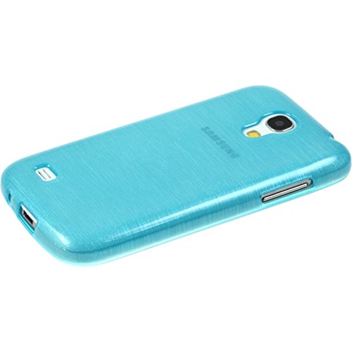 Funda de silicona para Samsung Galaxy S4 Mini - brushed azul - Cover PhoneNatic Cubierta   protector de pantalla