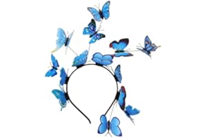LEEMASING Damen Mädchen Party Fee Schmetterling Haarband Stirnband Tiara Hoop Fascinator für Festzug Hochzeit Abschlussball Geburtstag (blau)