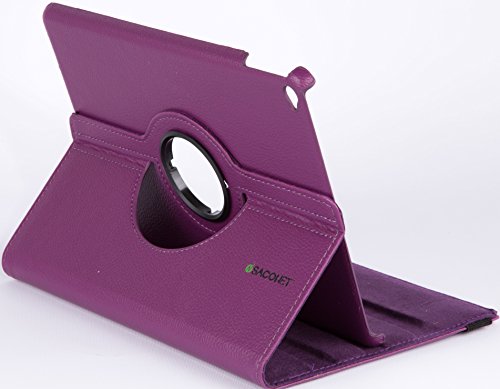 LILA iPad AIR 2 ( 6 ) 360 Grad rotierende Ledertasche Smart Case Hülle für das neue Apple iPad AIR 2 ( 6 ) mit Retina Display voll kompatibel mit der Sleep-Funktion + Displayschutzfolie + kapazitiver Stift