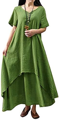 Women Boho Dress Casual Irregular Maxi Dresses Vintage Loose Cotton Viscose Dress,S-5XL