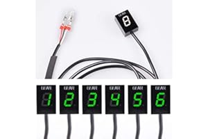 KYN Dla Kawasaki ER6F ER6N 2006-2017 ER4F 2010-2012 ER4N 2010-2014 wskaźnik zmiany biegów motocyklowych LED, 1-6-poziomowy wyświetlacz, światło zmiany biegów, licznik roweru (zielony, wskaźnik biegów)