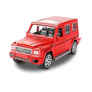 Emob 1:32 Die cast Top Model Metal Body Collectible Pull Back Luxury Car Toy with Light and Sound Effects (Red)