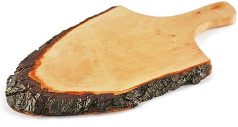 Rustic Vesper Board with Handle & Natural Bark - VESPERBRETT/from Germany/Length 12.6-13.8 Inches