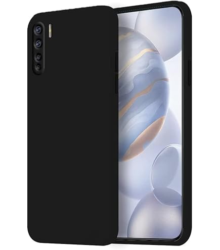 Ivoler Silikon Hülle Für Oppo A91 | Ultra Dünn, Stoßfest | Mit Kamera- & Bildschirmschutz | Matte Schwarz