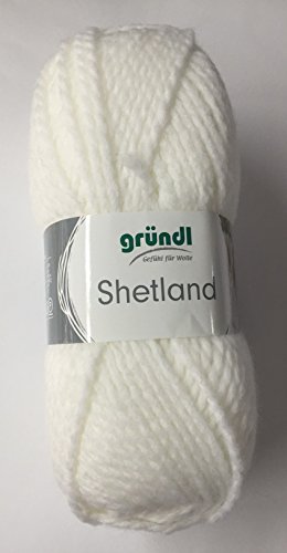Gründl Wolle Shetland Farbe 10 - weiß - weiche Wolle zum Stricken & Häkeln 100g Knäuel