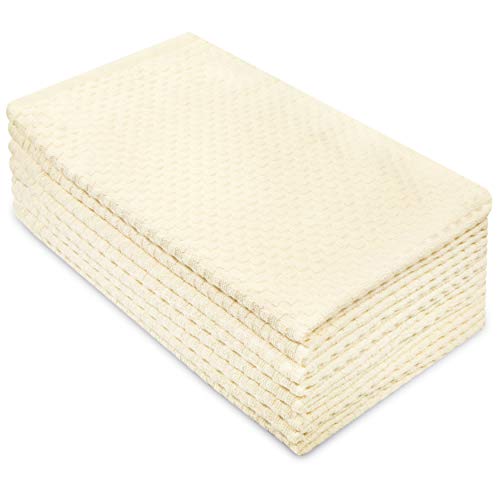 COTTON CRAFT8 Pack - Euro Cafe Waffle Weave Terry Kitchen Towels - 41x71 cms - Ivory - 400 GSM quality - 100% Ringspun 2 Ply Cotton - Highly Absorbent Low Lint - Multi PurposeOEKO-TEX STANDARD 100