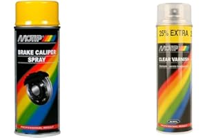 Motip MO04097 Peinture pour Trier de Frein - Jaune & 4009 Rallye Brillant Vernis, 25.38cm x 14.61cm x 15.8cm, 500ml le Volume