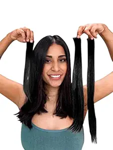 Fully Set Of 2 Human Hair Women Side Hair Cover Patch Streak Extension (16 Inch, Dark Brown)