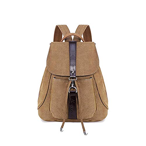 Greeniris Mädchen Segeltuch Rucksack Damen Reise Vintage Schulrucksack für Damen Braun
