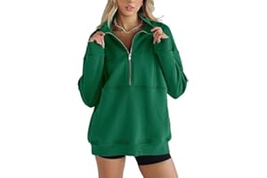 Imily Bela Felpa da donna oversize, mezza zip, a maniche lunghe, con scollo a V, calda, casual, con tasche