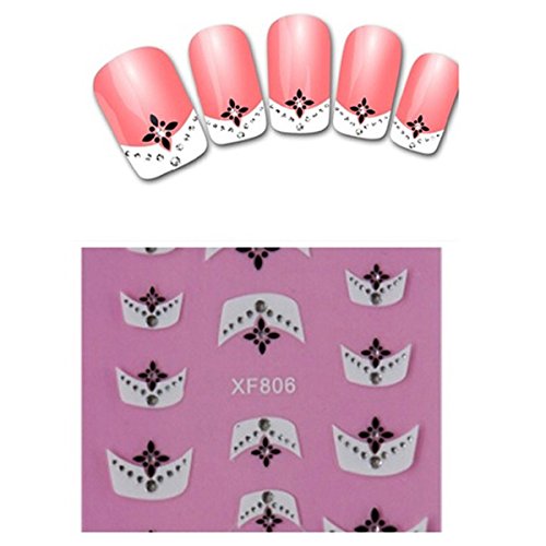 French Nail Art Stickers - TOOGOO(R)New 3D Transfer Lace Design Nail Art Stickers Women Fashion Manicure Nail Polish Decals Tips Makeup-XF806