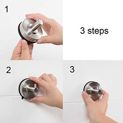 KES SUS 304 Edelstahl Saugnapf Haken Einzelne MantelHaken Abnehmbare Bad Dusche Handtuch Haken Küche WAlle Haken Strong und Heavy Duty Zeitgenössischen Stil, Gebürstet 2 Pcs, A6260-P2 - 8