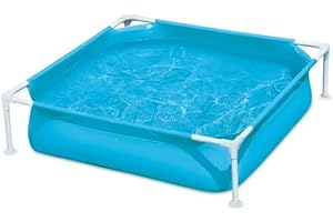 Summer Waves 4 feet long and 12 inches deep Plastic Frame Small Square Kiddie Swimming Pool, Above Ground Pool for kids under 6 years old, Blue, 48 x 48 x 12 inches