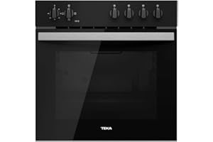 Teka HBE 490 ME - Horno Polivalente Convencional de 60 cm, de Integración, 3 Funciones de Cocinado, Puerta 2 Cristales, Bandeja Profunda, Color Cristal Negro