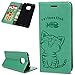 Produktbild Flip Handy Schutzhülle für Huawei Mate 20 Pro, Stoßfest Weich PU Leder Damen Herren Karten Magnet Stand Brieftasche Klappetui (Minzgrün), Prägung mit Katze und Fisch Muster