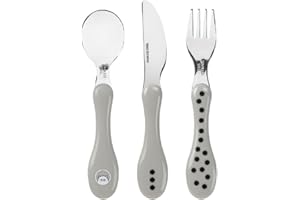 LÄSSIG Set di Posate per Bambini 3 Pezzi Cucchiaio Forchetta Coltello Manico in Plastica in Acciaio Inossidabile/Cutlery 3 Pcs Little Chums Cat