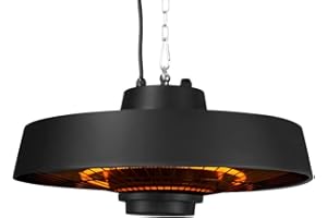 Vonroc Chauffage Terrasse Extérieur à Suspendre Vulcano 2000W - Temps de Chauffe de 3 Sec. - Chauffage Électrique Suspendu - Télécommande, Mousquetons, Chaine Inclus