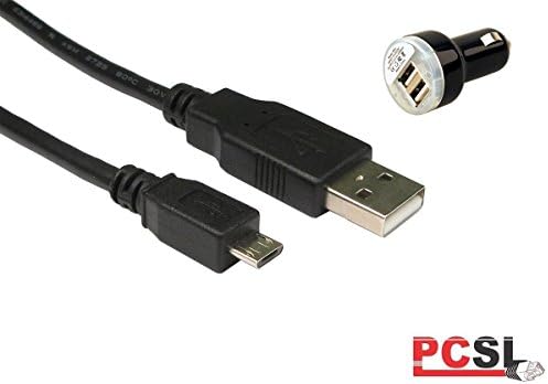 PCSL Brand - USB Quick Charge Cable with Car Adaptor for Amazon Fire Phone / Smartphone - 3m USB to Micro USB 2.0 Charger / Sync Lead