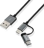 Type C Connector Micro USB Cable, Segawoot 2-in-1 Combo Design USB C to USB Reversible Charger, Braided Cable For Samsung S5 S6 S7 Note and Google Nexus 5X 6P OnePlus 2 New Macbook, 3.9FT Long, Black