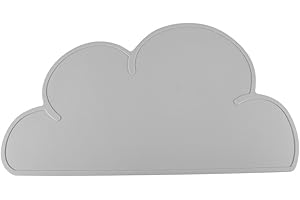 KIDS CLUB Baby/Kid Silicone Slip Resistant Cloud Placemat Meal Mat (Light Grey)